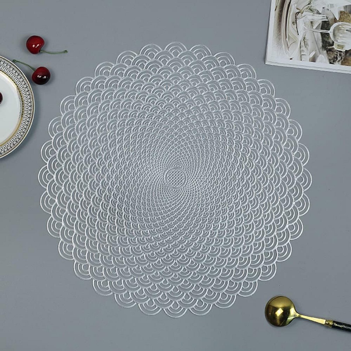 4 Stuks Decoratieve PVC Tafelmatten Holle Uitsnijding Hittebestendig Antislip