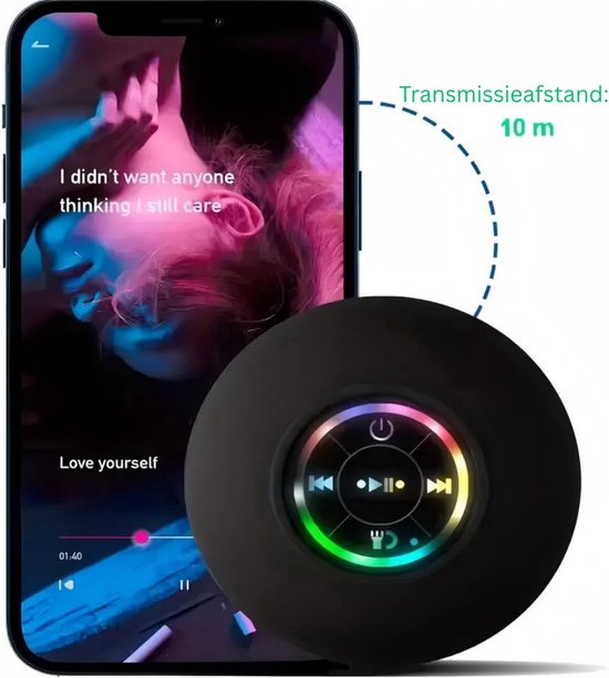 NBAP® Douche Speaker - Draagbare Radio - Bluetooth - Waterdicht - Zwart — afbeelding 4