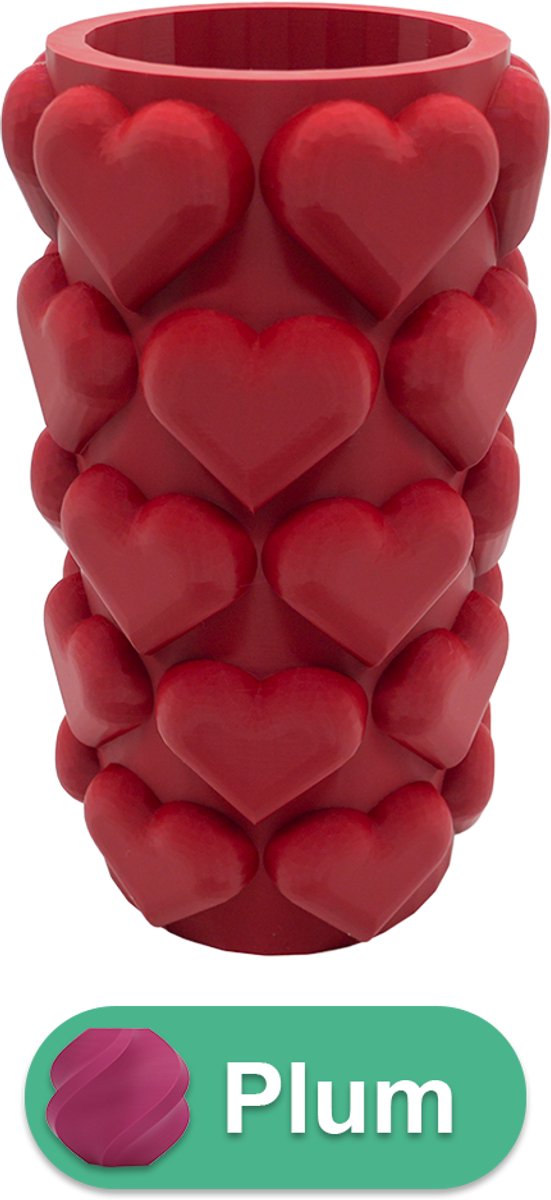 Lovora Luvé moderne vaas – Decoratieve vaas - Plum - 3d geprinte vaas – geschikt voor droogbloemen - 34CM