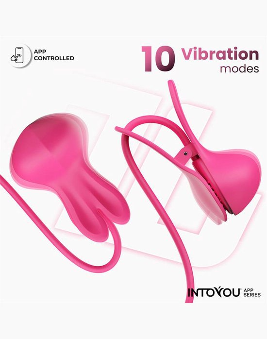 Roze INTOYOU tepelklemmen met konijnenoren, 10 vibratiestanden