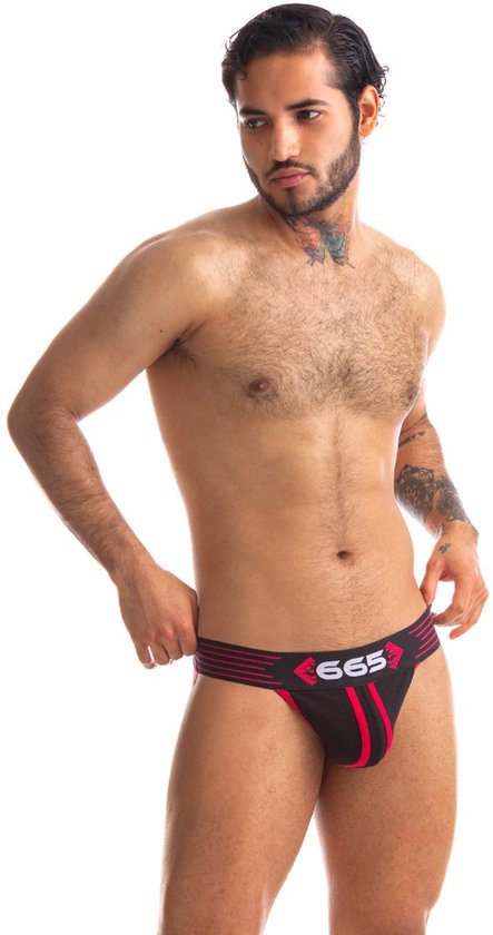 665 - Rally Jockstrap - Zwart/ Rouge - Taille XXL