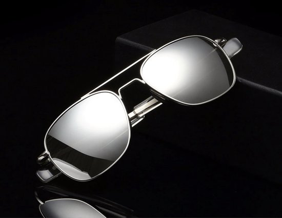 KIMU Zonnebril Pilotenbril American Heren - Zilver Montuur - Zilveren Spiegelglazen - Optical Legend Colonel Caravan Carnaval van Merkloos — afbeelding 3