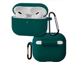 Hoes - Geschikt voor Apple Airpods Pro 3 - Siliconen Hoesje met Clip - Silicone Case Cover - Petrol