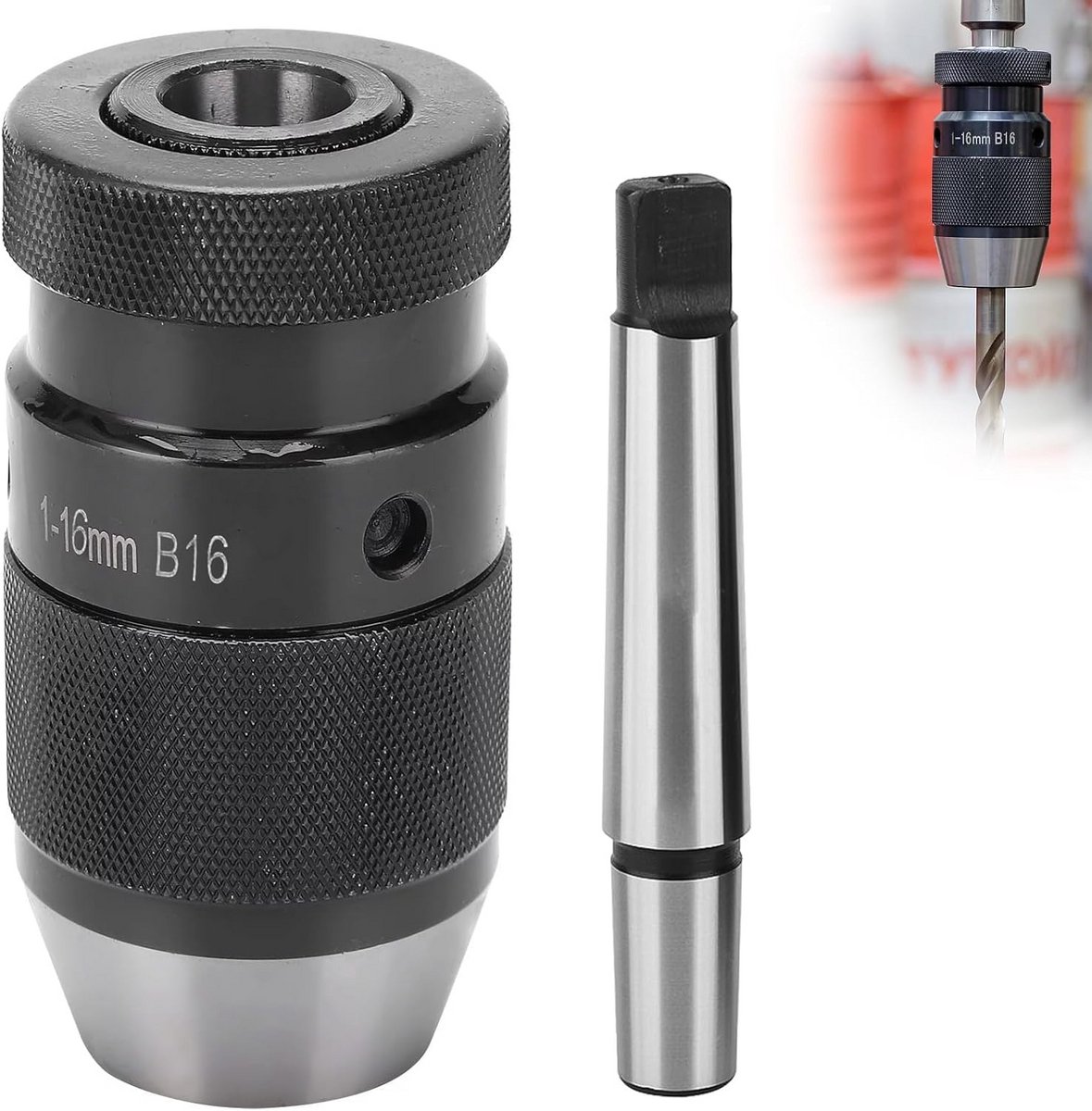 Snelspanboorhouder 1-16 mm MK2 met Kegeldoorn voor Boormachine en Draaibank