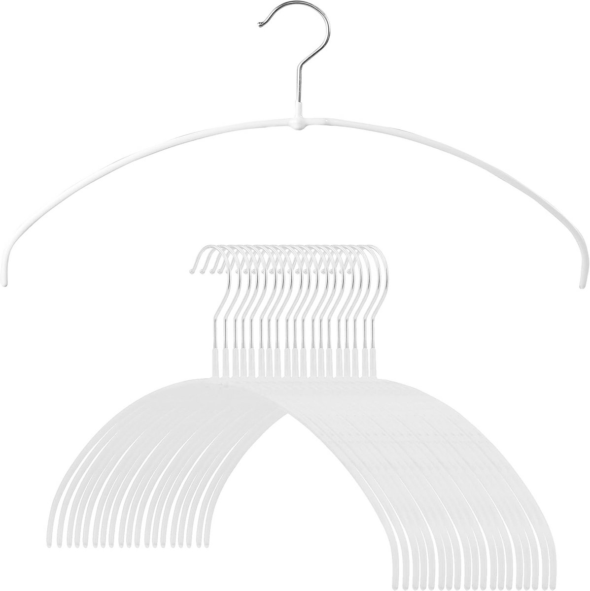 20x Antislip Kledinghangers Metaal Wit - Ruimtebesparend & Dunne Hangers voor Kleding