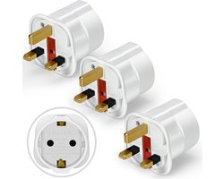 Reisadapter EU naar UK - Set van 3 Universele Stekkers voor Europese Apparaten in Groot-Brittannië