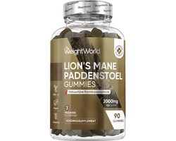 WeightWorld Lion's Mane Gummies - 2000 mg - Lekker alternatief voor Lion's Mane capsules - 90 vegan gummies voor 3 maanden
