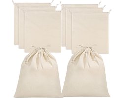 Set van 8 kleine stoffen zakjes, 15 x 20 cm, katoenen zakjes met trekkoord, katoenen zakjes om te beschilderen, jute zakjes, onbedrukt, doe-het-zelf opbergzakjes voor fruit, groenten, bruiloften,knutselprojecten.