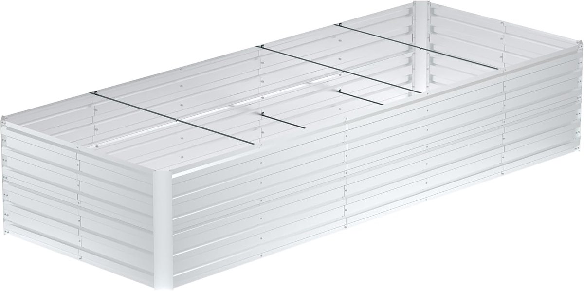 300x60x58cm Zilver Metalen Bloempot voor Verhoogde Bloembedden, 2160L Verzinkt Staal, Rechthoekig Plantenbed om Zelf te Bouwen, Outdoor Plantenbak voor Groenten/Bloemen/Fruit/Kruiden, NAIZY