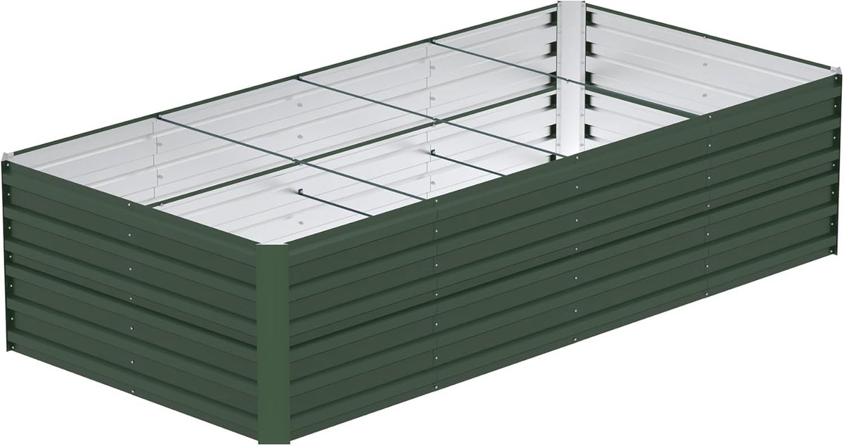 240x60x58cm Groen Metalen Bloempot voor Verhoogde Bloembedden, 1730L Verzinkt Staal, Rechthoekig Plantenbed om Zelf te Bouwen, Outdoor Plantenbak voor Groenten/Bloemen/Fruit/Kruiden, NAIZY