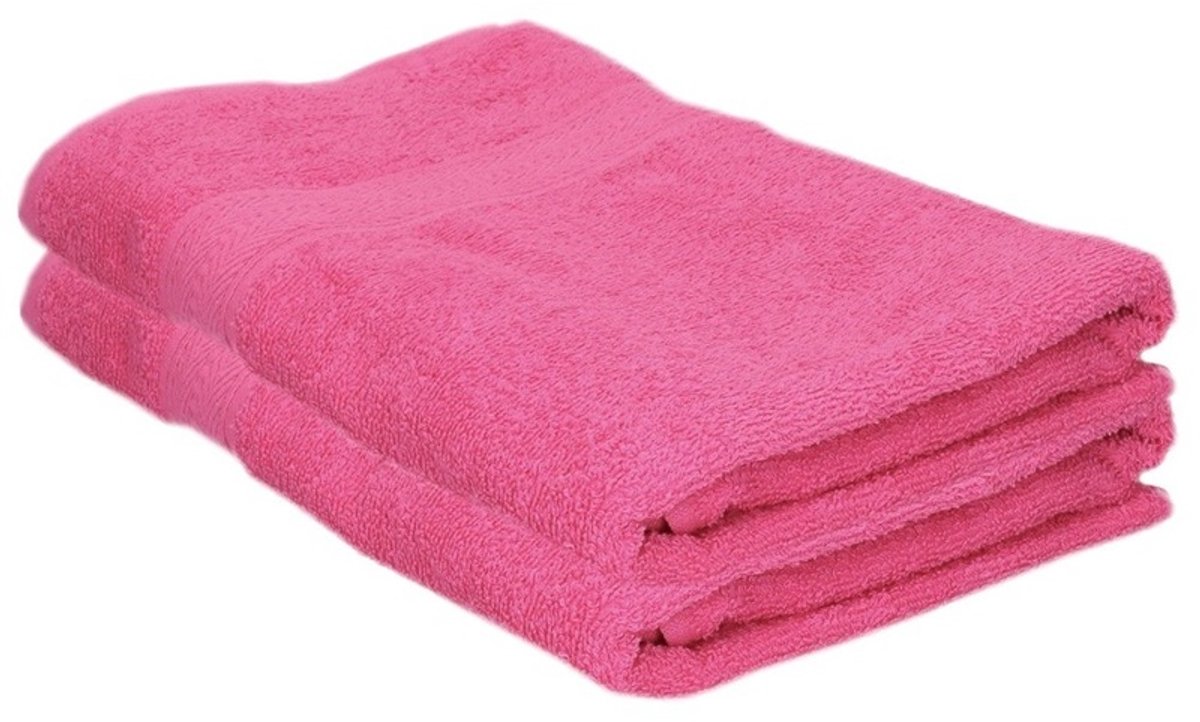 Jassz Badhanddoek - 2x - fuchsia roze - 70 x 140 cm - 420 grams - absorberend