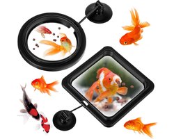 2 stuks - Drijvende voederring - Visvoerringen - Aquarium voederring - Drijvende visvoer ring - Voerring voor vissen - Voerring voor aquarium - met zuignap - visvoeraccessoires - rond en vierkant - voor guppy, goudvissen, schildpad - zwart