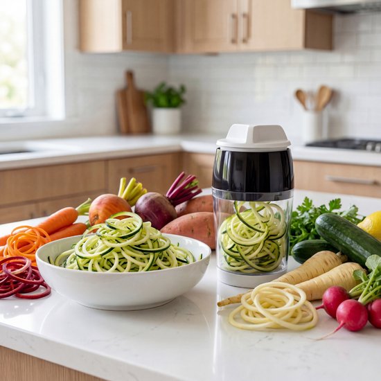 Grilla Spiraalsnijder - Spirelli - Spiralizer voor Groenten - Courgettesnijder Spiraal - Dunschiller - Zwart