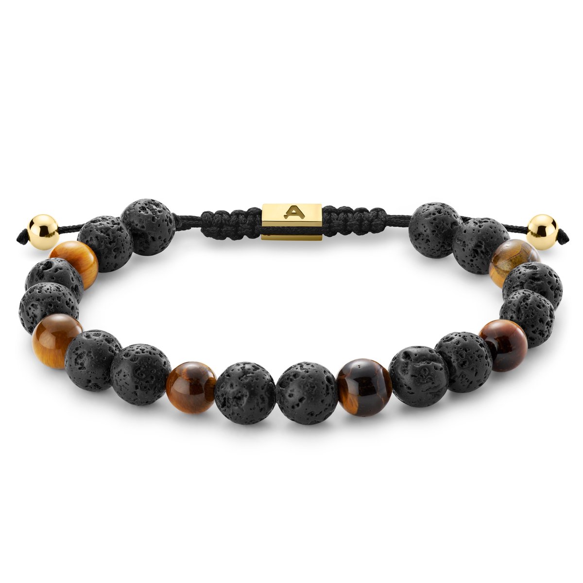 8 mm Sanatio | Tijgeroog en Lava Rock armband