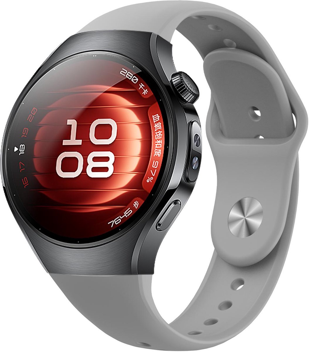 By Qubix - Classic sportbandje 'True Fit' - Grijs - geschikt voor Huawei Watch 5 - 46mm