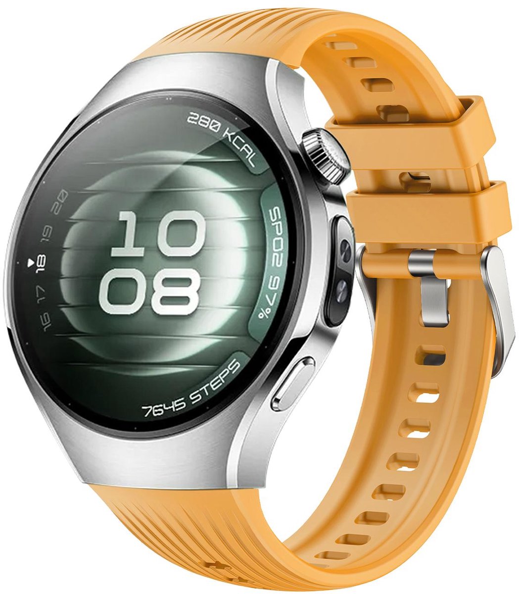 By Qubix - Siliconen bandje 'True Fit' - Oker - geschikt voor Huawei Watch 5 - 46mm
