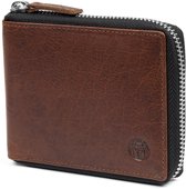 Porte-monnaie en cuir marron Montréal à fermeture éclair et RFID