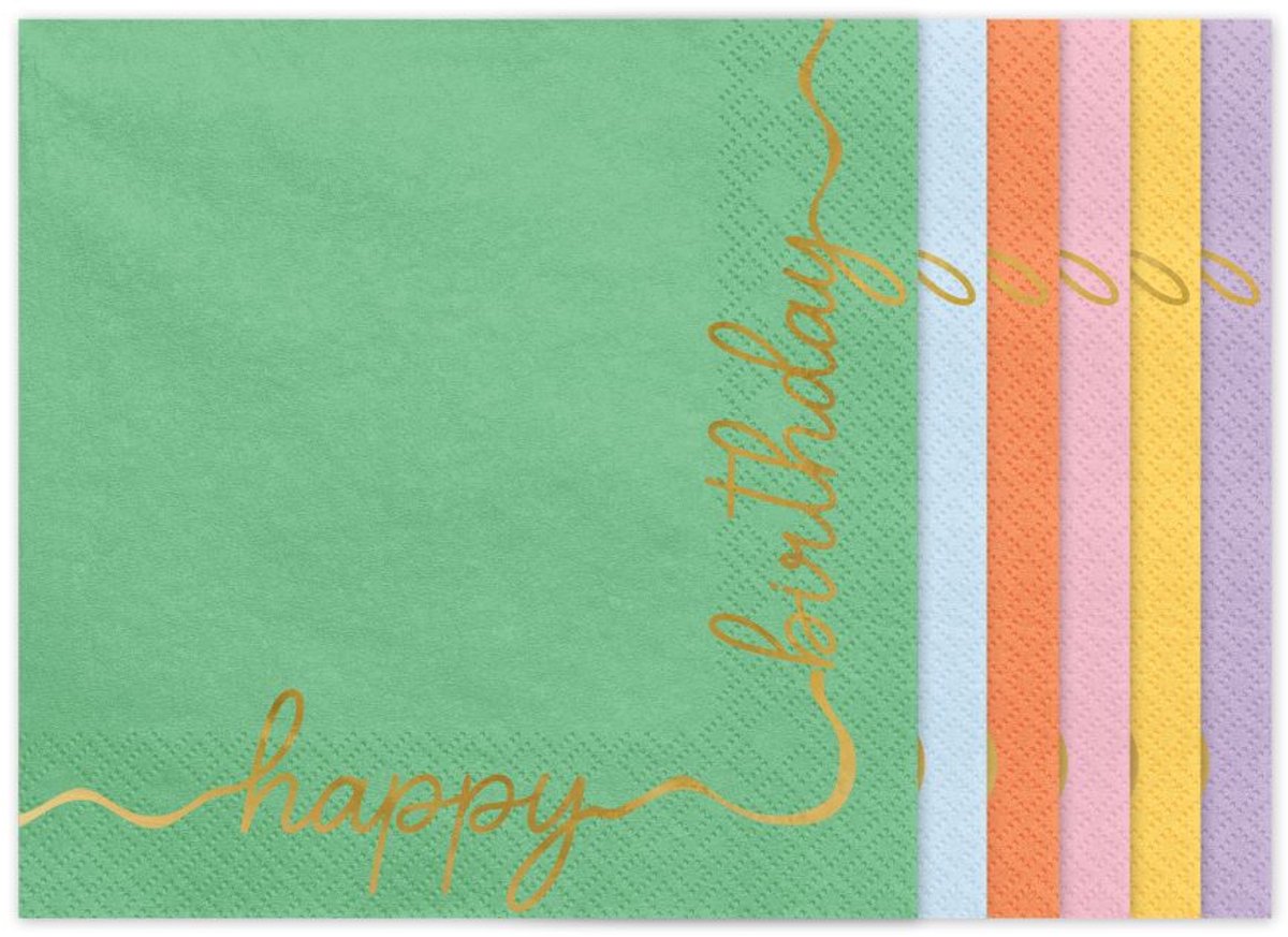 Servetten 'Happy Birthday' - 12 st.