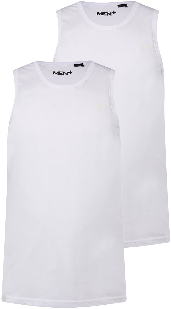 Men Plus - Heren - Tanktop basic set van 2 ronde hals - Sneeuwwit - Maat XL