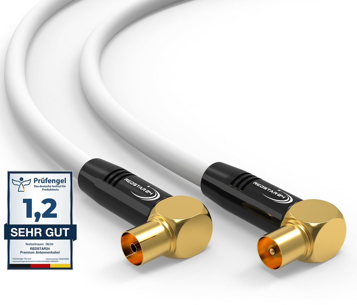 Antennekabel Coax 12,5 meter Wit HD/4K UHD Geschikt voor TV Radio DVB-T/T2 DVB-C DAB