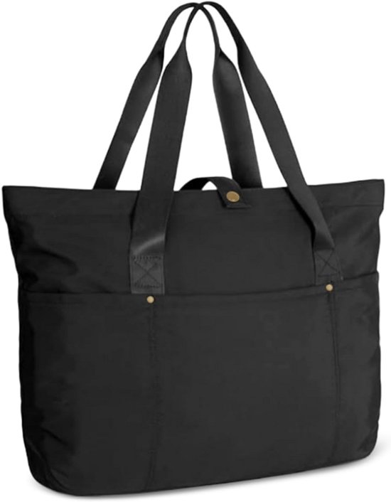 Grote Leren Shopper Dames Tas met Ritssluiting en Vakken