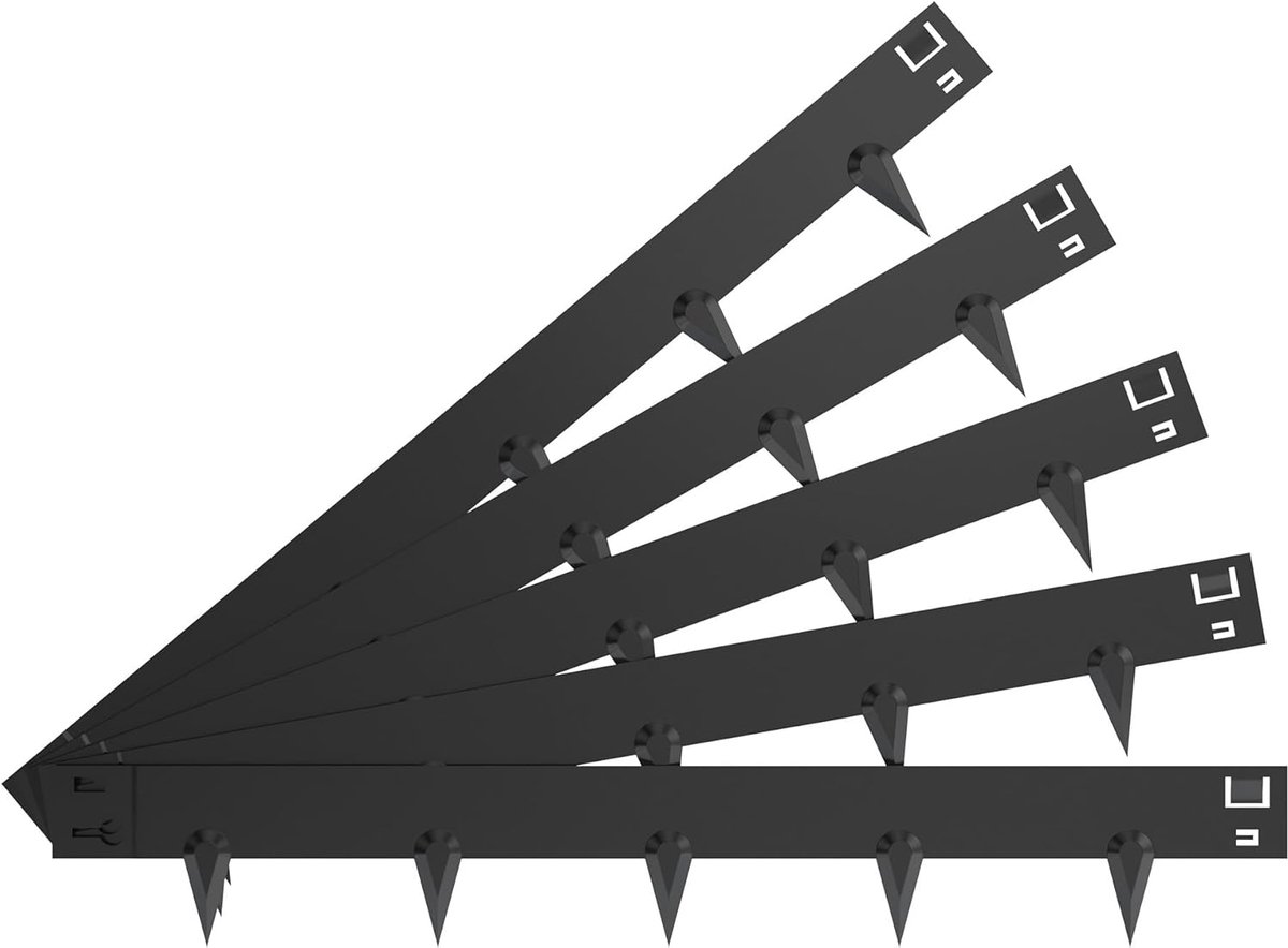 106x16cm Gegalvaniseerde Gazonrand met Weerbestendige Poedercoating, Zwart Metalen Palissades, 5 Stuks Modulaire gazonrand [totale lengte 5,3m], Tuinborders voor Tuin, Maairand en Hekken, NAIZY