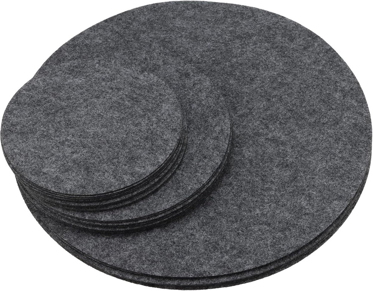 30x Vilt Panbeschermers Rond - Set van 3 Maten (12-15-25cm) voor Servies en Potten