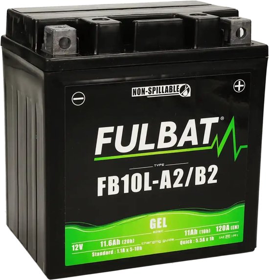 Fulbat YB10L-A2/B2 Motor Accu 12V 11Ah – Gel SLA Accu | Onderhoudsvrij