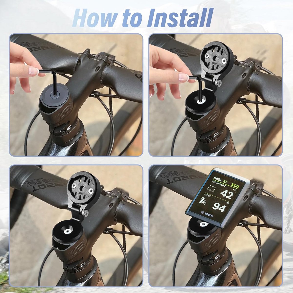 Bicycle Computer Holder for Gar min Wahoo Bryton Mountain Bike Computer Holder Stem Adjustable Bike Computer Holder Bicycle Holder Black thumbnail 6