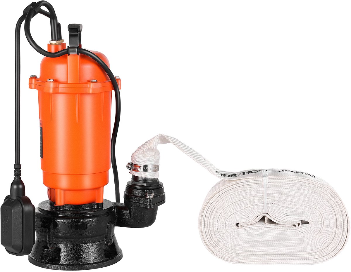 VEVOR 1500w Dompelpomp, 22800 L/U, Gietijzeren Vuilwaterpomp met Automatische Vlotterschakelaar, 18 M Opvoerhoogte, voor Het Wegpompen van Vuil Water, voor Zwembaden, Vijvers En Overstroomde Gebieden