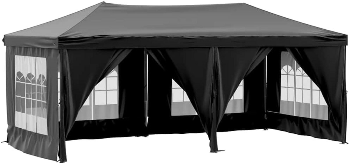 Opvouwbare Partytent met Zijwanden 3x6 meter Zwart - Tuinpaviljoen voor Feesten
