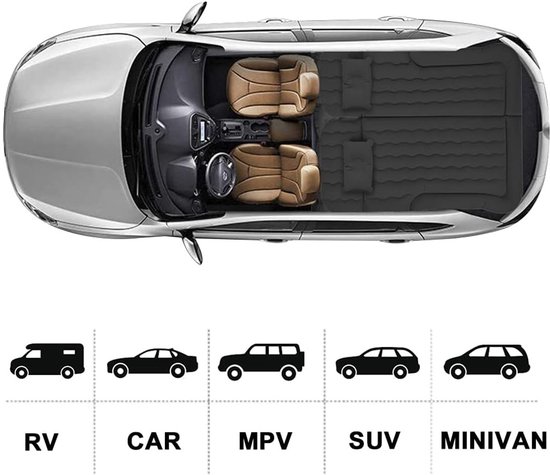 Auto Luchtbed - Multifunctioneel - Achterbank - 2 Persoons - Opblaasbaar Bed - Luchtmatras - Reizen - Vakantie - Kamperen - Bed - Matras - Inclusief Elektrische Pomp - Zwart — afbeelding 2