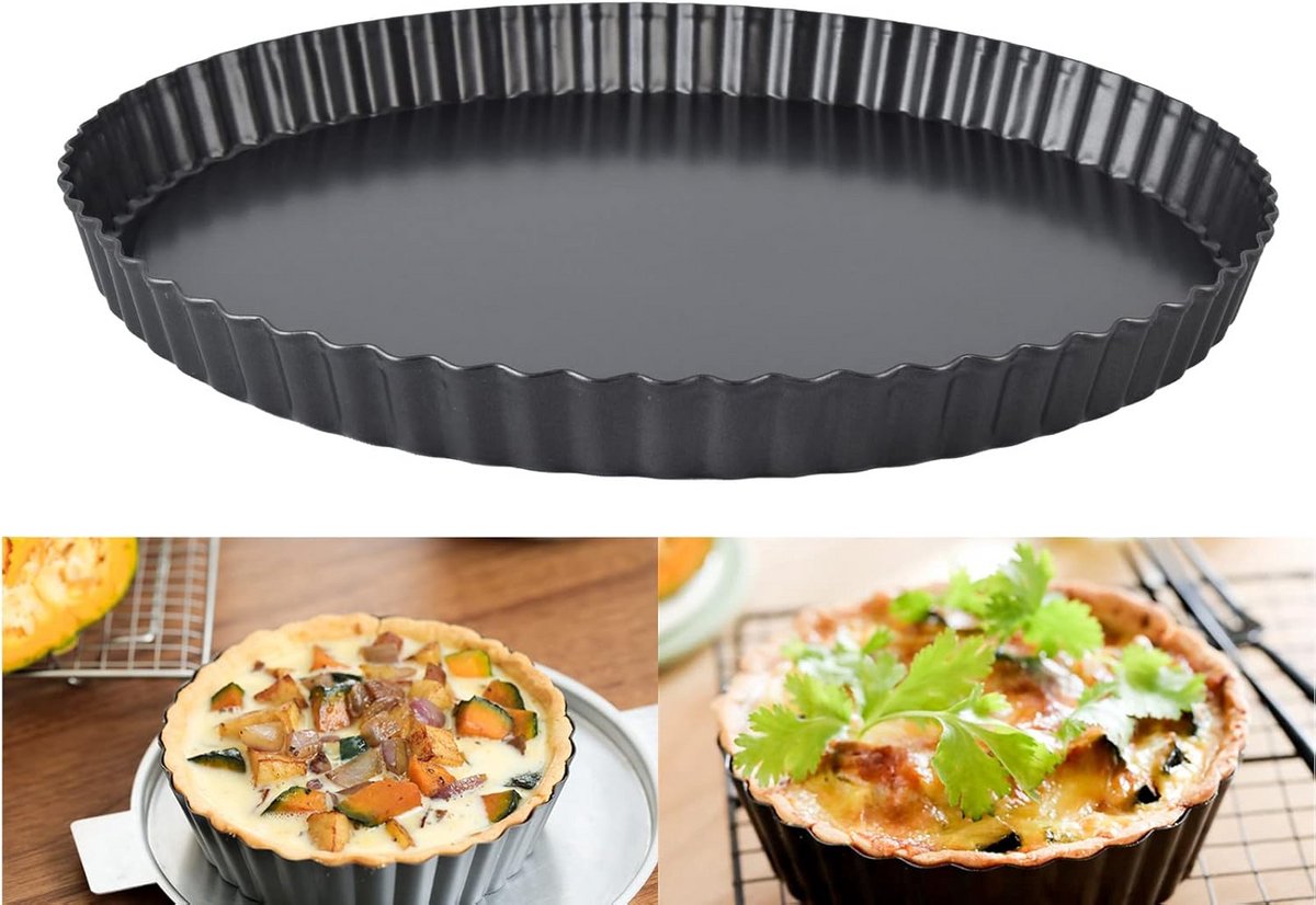 Ronde Quichevorm met Losse Bodem (26 cm) - Antiaanbaklaag - Voor Taart, Pizza en Cheesecakes