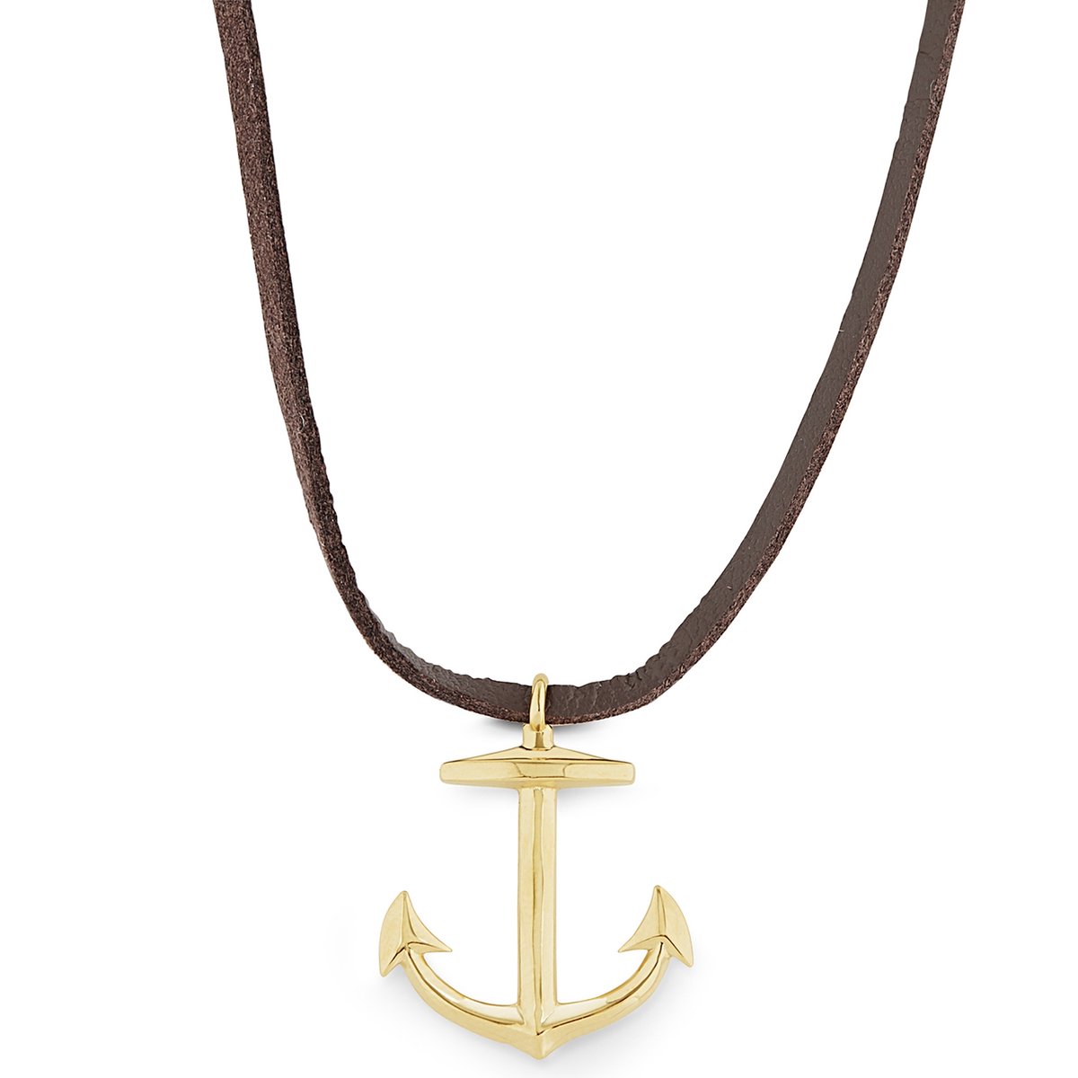 Goudkleurige Leren Iconic Ketting met Ankerhanger