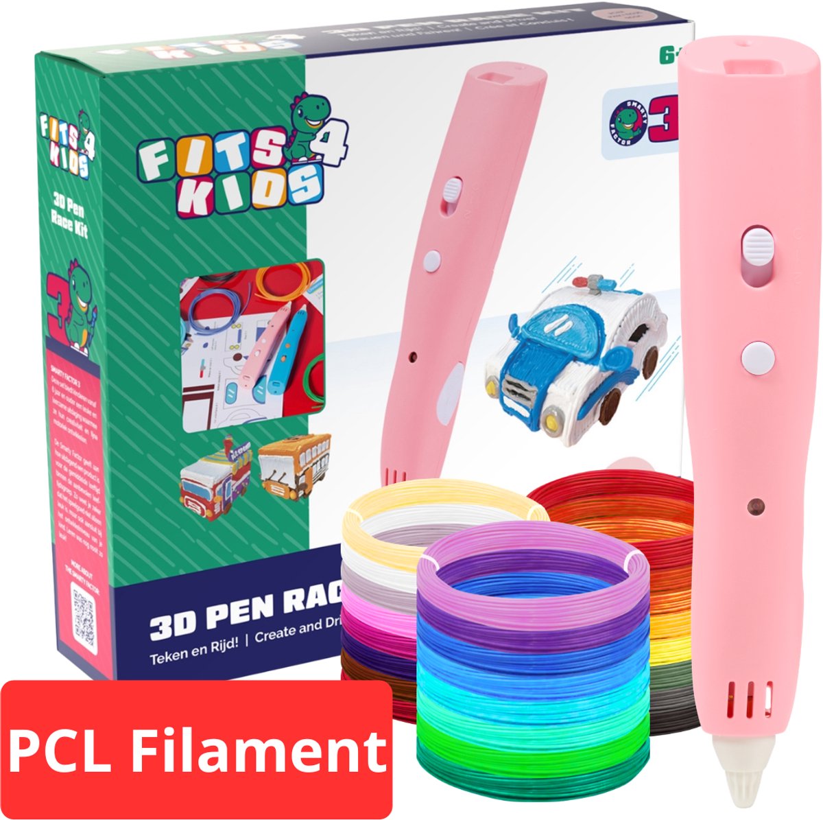 Fits4Kids® Draadloze 3D Pen Met PCL Filament - Starterspakket - Lage Temperatuur - Speelgoed 6 7 8 9 10 Jaar - Knutselen Jongens en Meisjes - Roze