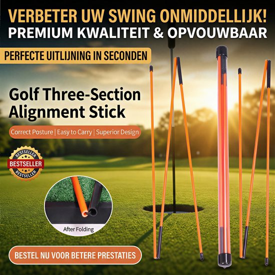 Stripe golf alignment sticks, 2 inklapbare uitlijnstokken 121 cm van Stripe Golf — afbeelding 4