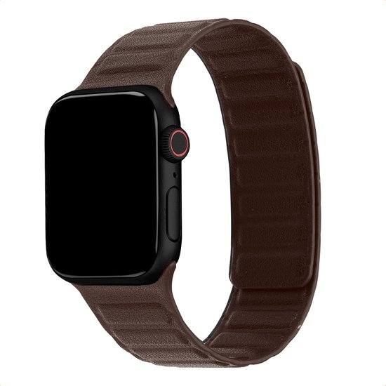 Bracelet en cuir véritable magnétique - Compatible avec Apple Watch 1, 2, 3, 4, 5, 6, 7, 8, 9, 10, 11, SE, Ultra (2 / 3) - 44/45/46/49 mm - Marron foncé