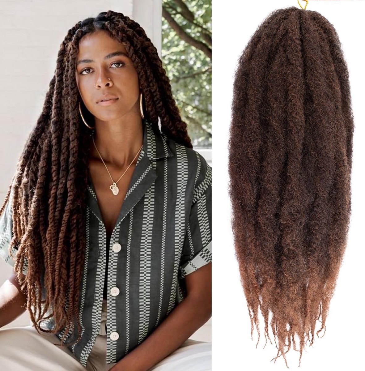 Marley Twist Vlechtset Haar 61 cm Kinky Curly voor Faux Locs & Crochethaar