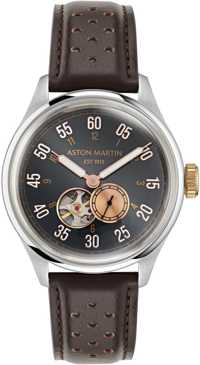 Aston Martin Aml Timeless TS1 MTTS1F501 Horloge - Leer - Bruin - Ø 41 mm