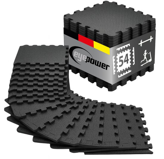 54 Tapis De Protection Sol EVA – 30x30 Cm – Noir – Pour Salle De Fitness Ou Atelier