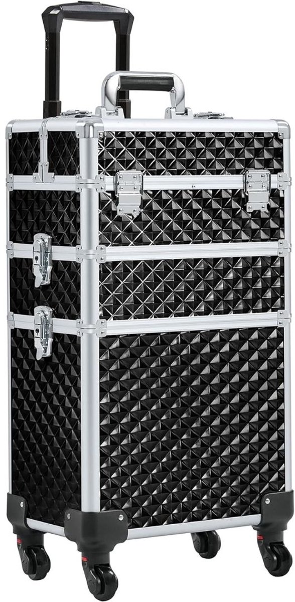 Zyrex® Visagie Koffer - Make Up Organizer - Make Up Koffer - Zwart - 35cm x 24cm x 68cm