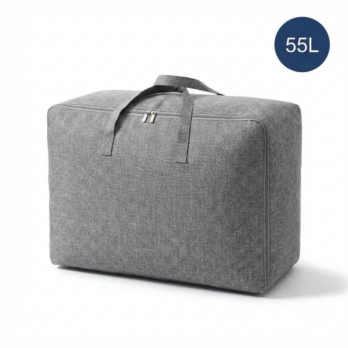 DIVERZA Opbergtas M 57x40x23 cm – Opberghoes voor Dekens Kussens Kleding en Dekbed – Grote Kledingzak met Rits – Grijs