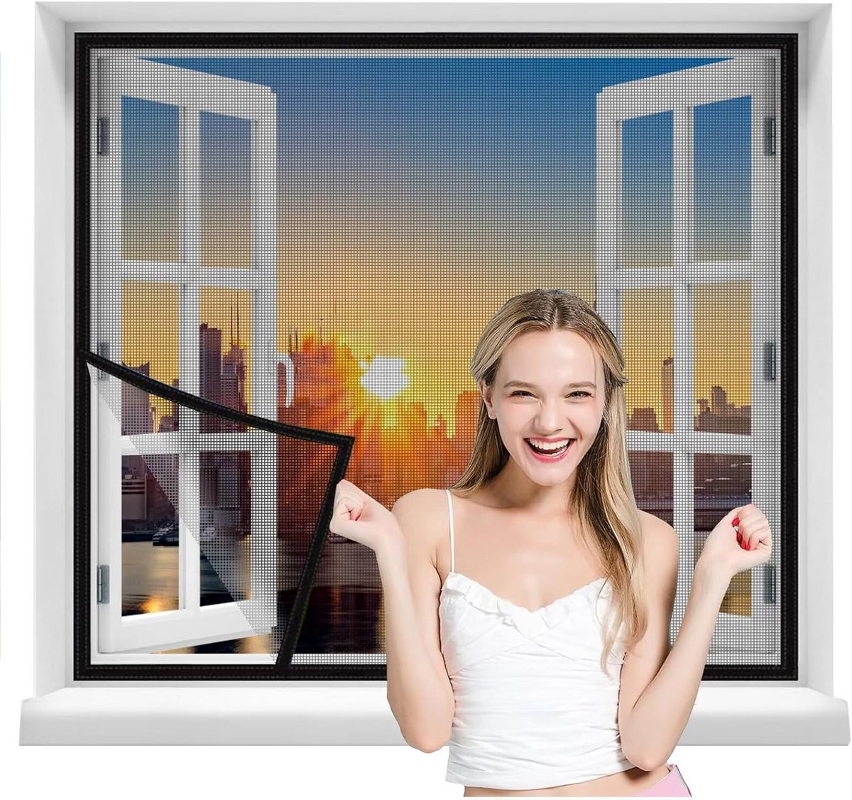 Hor voor Raam en Deur Zwart Gaas - Insectenwering voor Binnen en Buiten 60x115cm