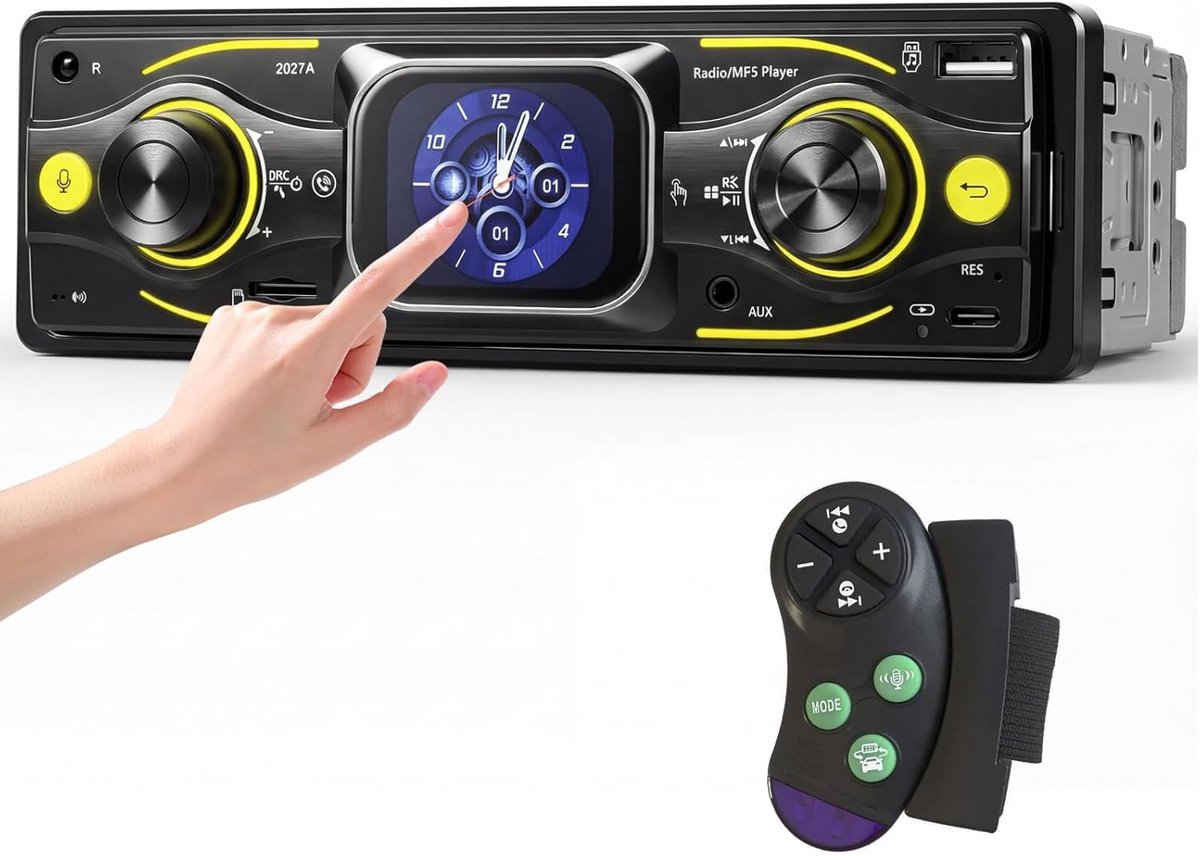 1 DIN Autoradio met Bluetooth, USB-A/C, FM Radio en Handsfree Functie