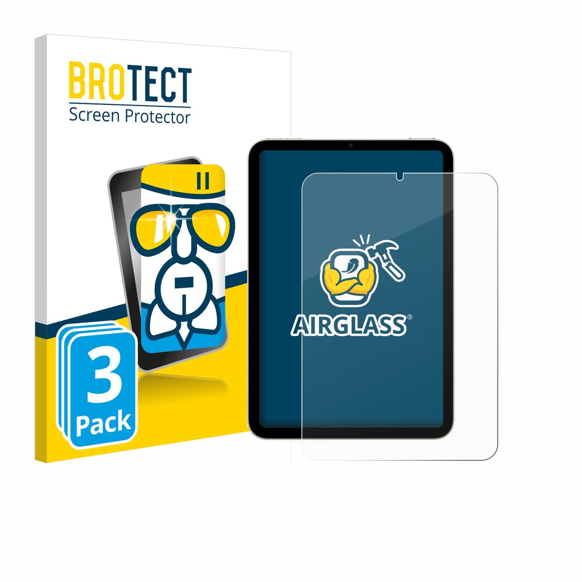 Screenprotector 3 Stuks voor Apple iPad Mini 7 WiFi 2024 Beschermglas transparant