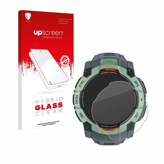 upscreen - Protection d'écran pour Garmin Instinct 3 AMOLED (45 mm) - Film de protection Film de protection Verre de protection transparent