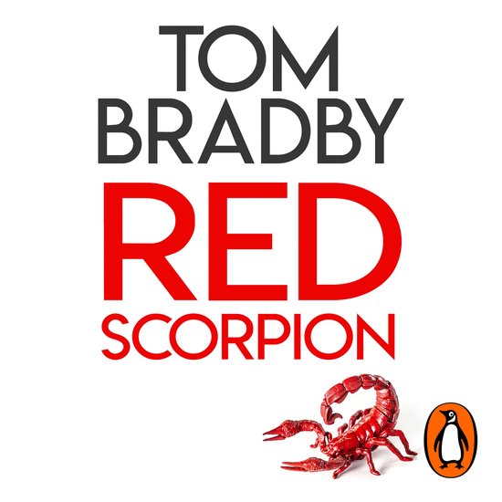 Boek "Red Scorpion" van Tom Bradby met rode schorpioen en Penguin logo.