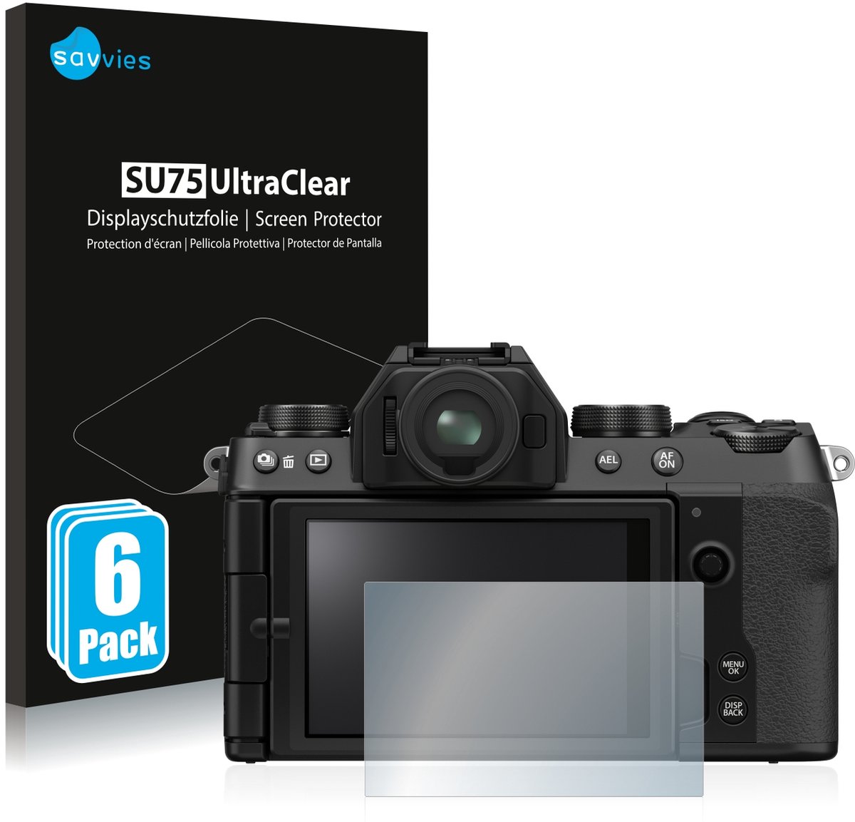 Savvies - Screenprotector voor Fujifilm X-S10 - Folie Beschermfolie transparant 6 Stuks