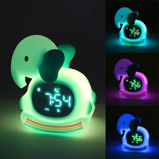 Mary's Siliconen LED-nachtlampje met wekker, schommelolifant, zacht lampje voor de kinderkamer, USB RGB-lampje van Mary's — afbeelding 5