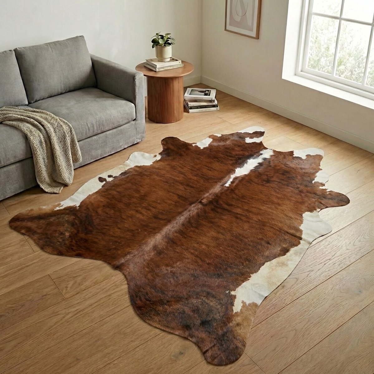 Koeienhuid Vloerkleed XXL (Extra Groot) - Effen-solid - 243 x 222 cm - Koeienkleed / Koeienvel / Dierenvel / Dierenhuid / Koehuid Tapijt